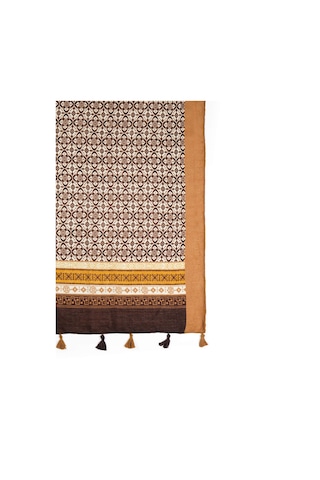 Faik Sönmez Etnik Desenli Püsküllü Şal W26sal031 Uw26sal03135 Camel