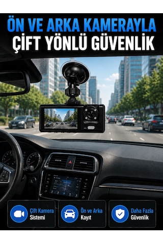 Wifi Çift Kameralı Araç İçi Kayıt Kamerası 1080p Full Hd 170 Geniş Açılı Araç Kamerası