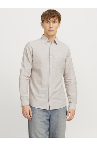 Jack & Jones Slim Kalip Keten Karışımlı Gömlek - 12268964 Crockery