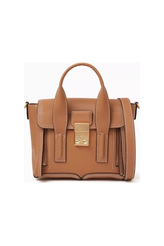 3.1 Phillip Lim Mini Pashli Camel Çanta Düz Deri, Altın Aksamlı, Ikonik Ve Şık Tasarım El Çantası Açık Kahve 15 Kahverengi