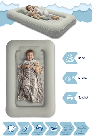 Livenzi Nature Çocuk Şişme Yatak & Yastık 160 105 24 Cm Bej
