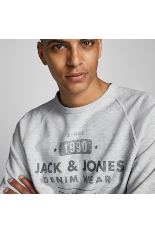 Jack & Jones Erkek Sweatshırt 12164976-whıte 12164976-whıte Gri Gri
