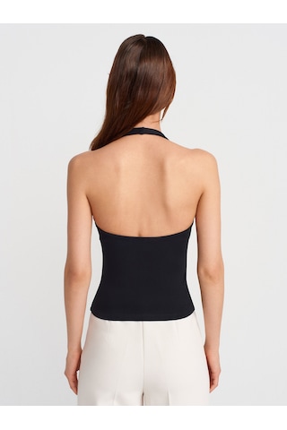 Dilvin 21052 Halter Yaka Top-siyah Siyah