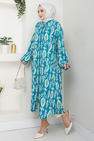 Desenli Dokuma Viskon Tunik 1516 - Mint Mint