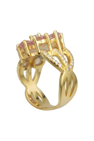 Pembe Taşlı Sevgi Çiçeği Gümüş Yüzük - Rose Rose Gold
