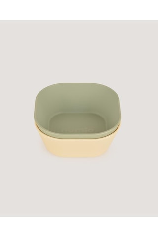 Kare Bebek Mama Tabağı 2'li Set Sage Green - Vanillia