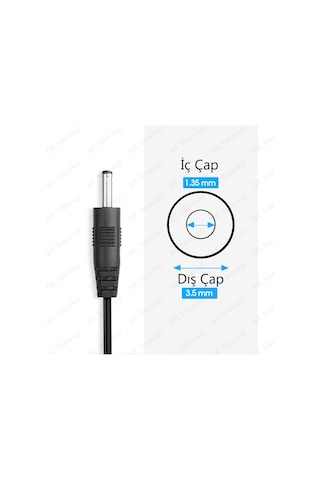 5.5mm X 2.1mm Dişi To 3.5mm X 1.35mm Erkek Dc Güç Adaptör Kablosu
