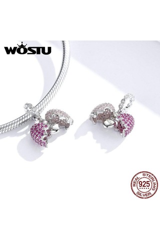 Wostu 925 Ayar Gümüş Sadece Seni Seviyorum Kalp Dangle Charm Fit Orijinal Bilezik Dıy Takı Gümüş