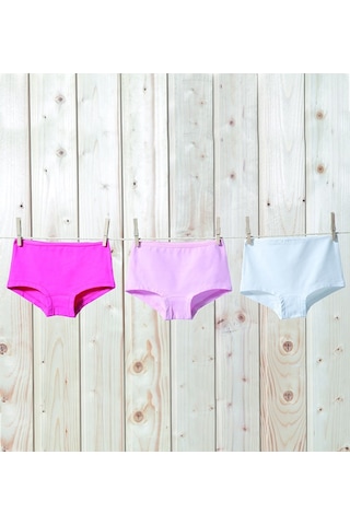 Kız Çocuk Boxer 3lü Paket 1295 - Fuşya Pembe Beyaz Çok Renkli