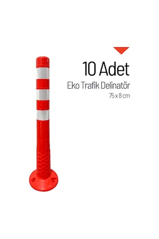 10 Adet Eko Trafik Delinatör 75 X 8 Cm Esnek Duba-4150
