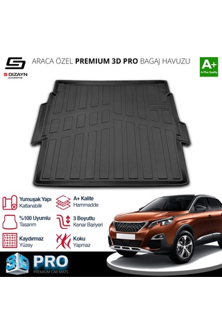 S-dizayn Peugeot 3008 3d Pro Bagaj Havuzu Üst Bagaj 2016-2023 A+ Kalite