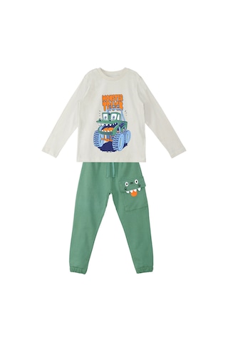 Denokids Canavar Kamyon Erkek Çocuk Cep Detaylı T-shirt Pantolon Takım