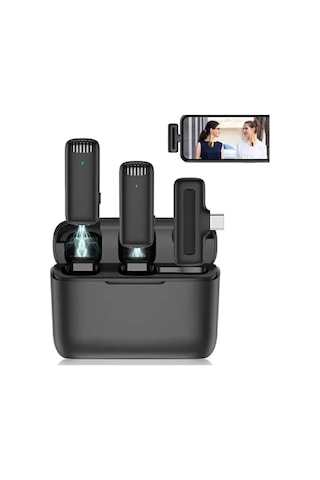 Kablosuz Yaka Mikrofonu Şarj Kutulu Wireless Youtube Tiktok Yayın Telefon Kablosuz Yaka Mikrofonu