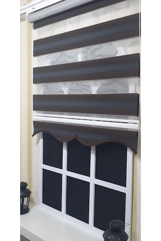 Pliseli Zebra Stor Kahverengi Renk Geçişli Etek Dilimli St 023 Kahverengi