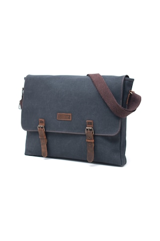 Gillario Design 03 Kanvas-deri Siyah 15.6 Inch Laptop Çantası Siyah Kahverengi