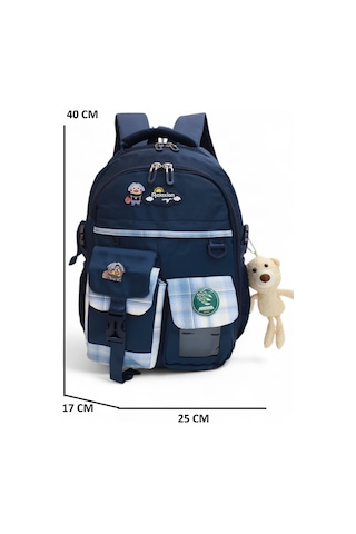 Relaxion 2174-1450 İthal Kore Tarzı Unisex Çocuk İlkokul Sırt Çantası Lacivert