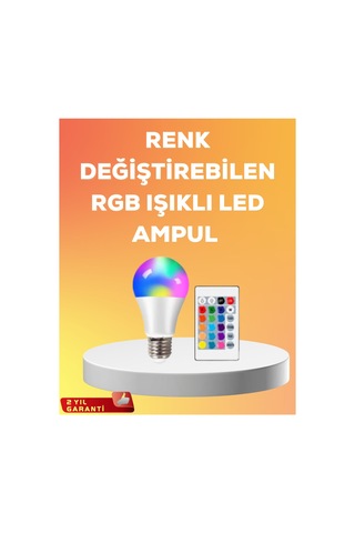 Rgb Uzaktan Kumandalı Led Ampul 16 Renk A Kalite 2025 Model Orijinal Mariposascrt Belirtilmemiş