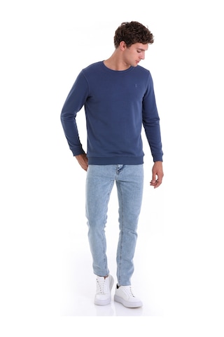 Hatemoğlu İndigo Regular Fit Düz Pamuklu Bisiklet Yaka Sweatshirt İndigo
