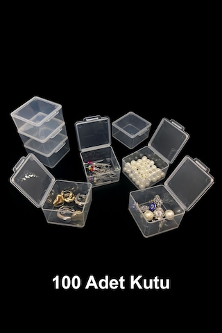 Plastik Şeffaf Küçük Kutu 4.5 x 4.5 x 2.5 CM 100 Adet Şeffaf