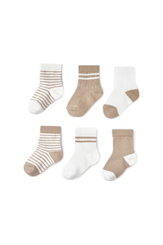 Csyc1003 Bebek 6'lı Çorap %100 Organik Pamuk, Bebek - Yenidoğan - Csyc1003 Taş