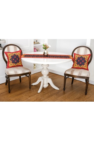 Finezza Belize Baskılı Kumaş Kırmızıya Siyah Kırlent Kılıfı  45x45  İkili - 1430