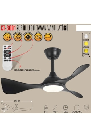 Cata Ct-3001 Zurih Ledli Tavan Vantilatörü