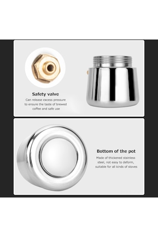 Qingmipy Paslanmaz Çelik Portatif Elektrikli Mocha Latte Espresso Filtre Kahve Makinesi, Çeşitli Kapasiteler Gümüş