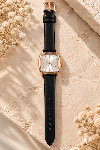 Kadın Kol Saati Siyah Deri Kordon Rose Gold