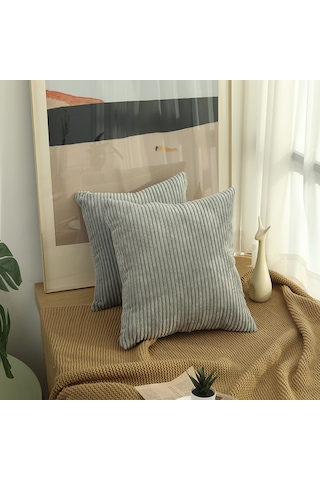 Geeroyoo Gri Kordel Yastık Kılıfı 40x40 Cm - Kaliteli Dokuma, Ev Dekorasyonu, Rafined Ev Stiline Uygun, Kolay Kurulum Diğer