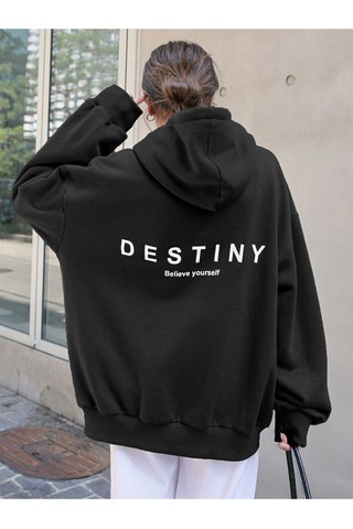 Altamira Unisex Destiny Baskılı Oversize Kapşonlu Sweatshirt 001