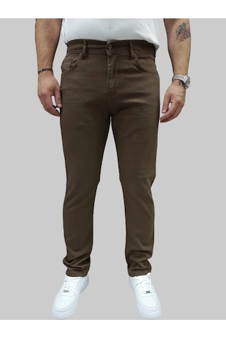 Erkek Enjoy Regular Fit Ligralı Kahverengi Kot Pantolon Kahverengi