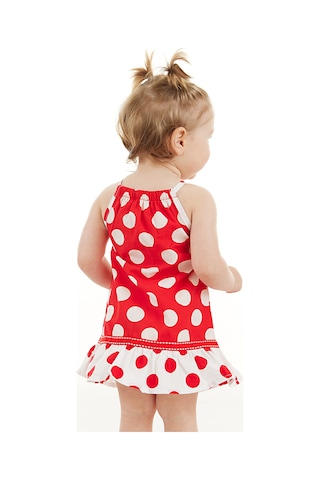Denokids Kırmızı Puantiye Kız Bebek Poplin Elbise