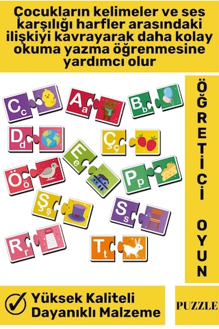 Preschool Eğitici Öğretici Zeka Dil Geliştirici Okul Öncesi Eğlenceli Puzzle-alfabe Öğreniyorum