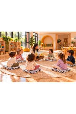 40x40x5 Cm Kare Minder - Sandalye Minderi - Kreş Anaokulu Oyun Aktivite Minderi - Bahçe Dekor Minderi Kırmızı - Beyaz