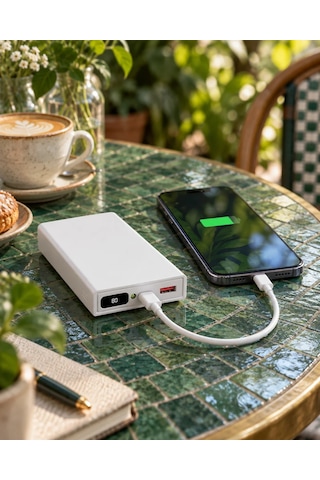 ENERX Powerbank 20000 Mah 2.1 Amper Dijital Göstergeli Enr-p20188dc Beyaz