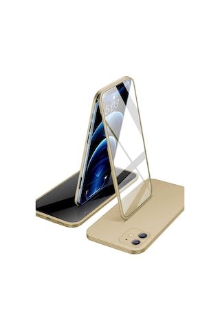 Apple iPhone Uyumlu 12 360 Derece Tam Kaplayan Cam Kapak Kılıf