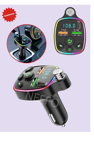 Neffo Fm Radyo Bluetooth Transmitter Usb Type-c Mp3 Sd Kart Flash