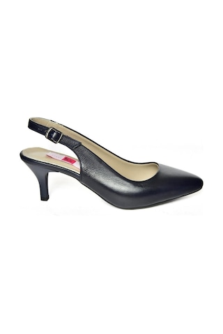 Fox Shoes S908002303 Lacivert Hakiki Deri Alçak Topuklu Kadın Ayakkabı Lacivert