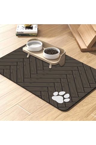 Matgo Pati Parke Desenli Kahverengi Beslenme Matı Mama Paspası 50 x 70 CM