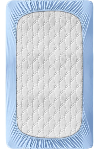 Penye Lastikli Çarşaf, Çift Kişilik , Açık Mavi, Pamuk-elastan Örme Kumaş, 230 Gr/m² Açık Mavi