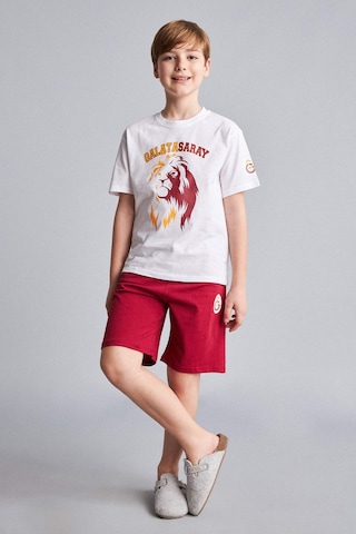 Defacto Galatasaray Kısa Kollu Pijama Üst Şort Pijama Alt 2li Pijama Takımı Erkek Çocuk H7511a826hswt34 Beyaz-wt34