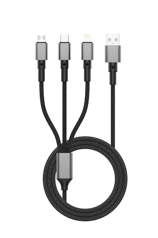 3 In 1 Data Ve Şarj Kablosu 120cm Siyah 120 Cm 3ın1