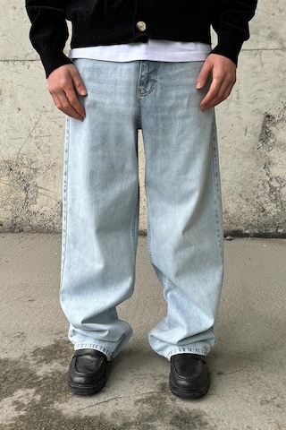Flaw Soldurma Detaylı Baggy Jean Buz Mavi Buz Mavi