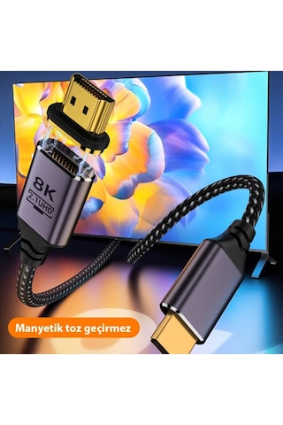 Ally Hdmı To Hdmı 8k Hd 2.1uhd Mıknatıs Başlıklı Kablo 1 Metre- 5775 Standart 28463666