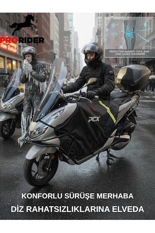 Motosiklet Premium Diz Örtüsü Honda Pcx Uyumlu Su Ve Rüzgar Geçirmez Kışlık Koruma Siyah