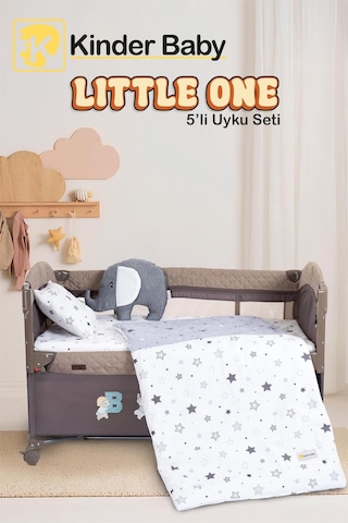 Kinder Baby Little One 5'li Oyun Parkı Uyku Seti Gri Yıldız