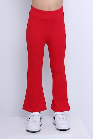 Kız Çocuk Tayt İspanyol Paça Düz Renk D17 Kırmızı