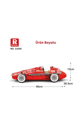 Reobrix Technic 11038 Ferrari 500 F2 Araba Yaratıcı Yapı Blok Seti Building Blocks - 1809 Parça
