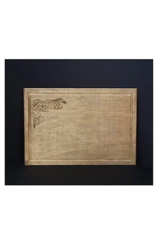Ahşap Servis Sunum Tepsisi Dekoratif Ekmek Desenli 35x25x0.80