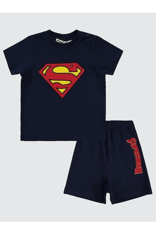 Superman Erkek Bebek Şortlu Takım 6-18 Ay Lacivert